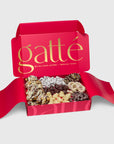 Gatte Holiday Signature Sampler Open Box with unwrapped Pieces