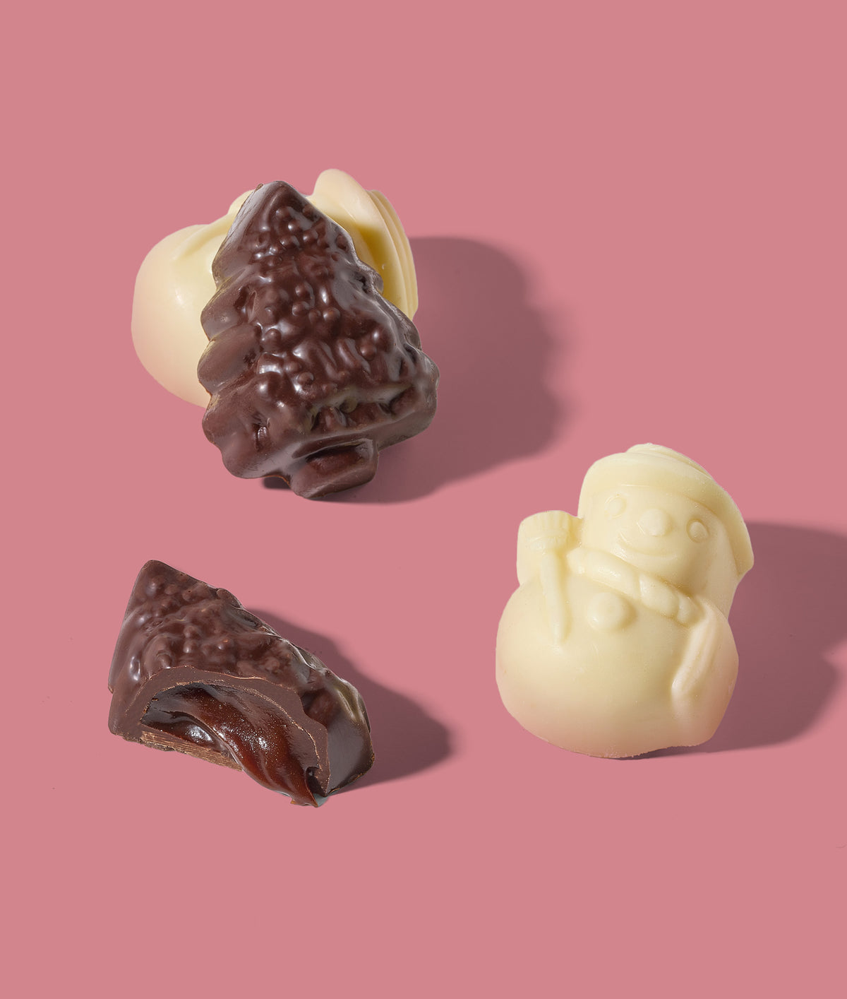 Gatte Holiday Truffle Selection Dark Chocolate Filled Trees and White Chocolate Filled Snowmen