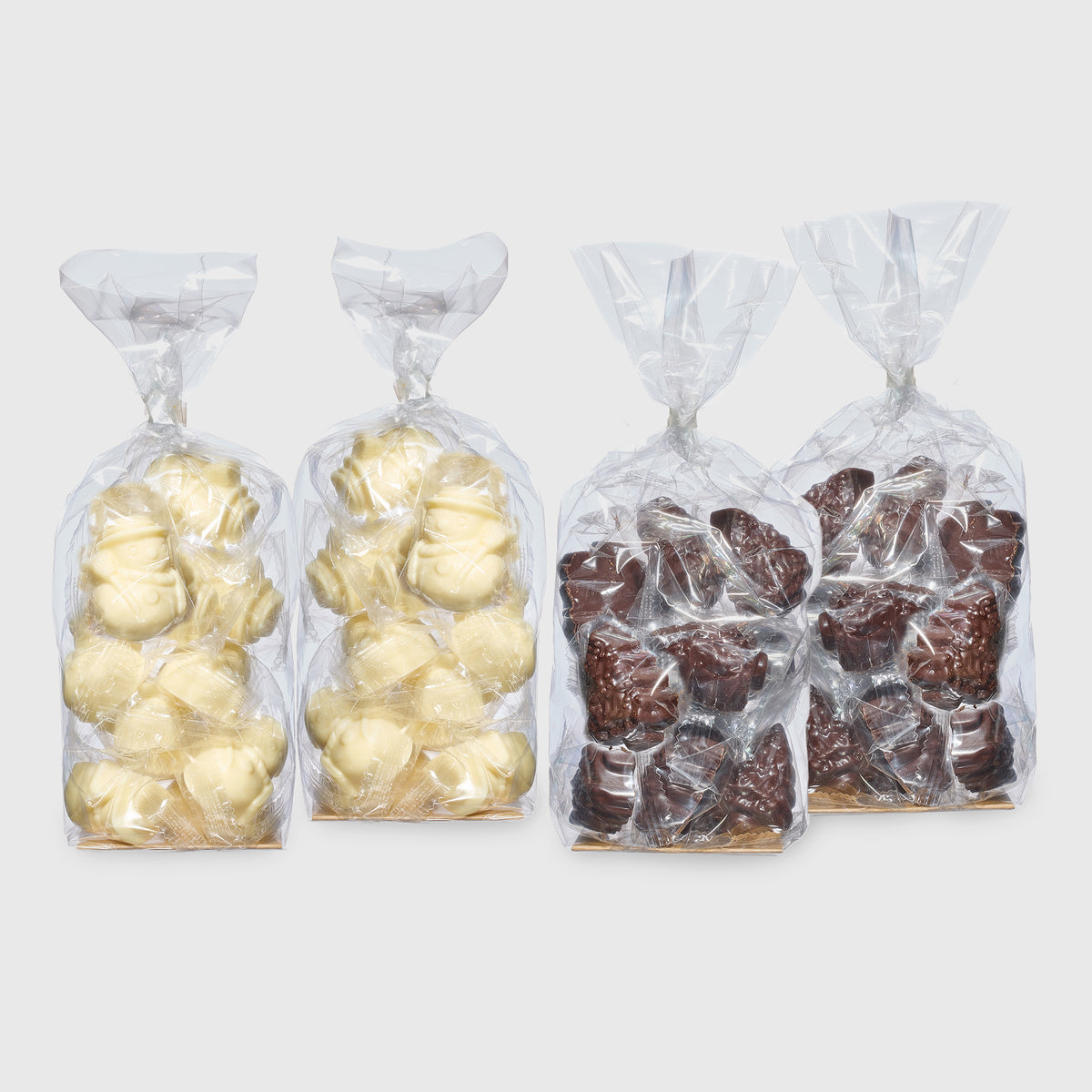 Gatte Holiday Truffle Selection Dark Chocolate Filled Trees and White Chocolate Filled Snowmen Bulk Bags